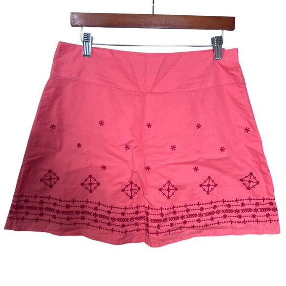 Prana Women's Embroidered Cotton Skirt Color Pink Size 8 - Picture 1 of 5